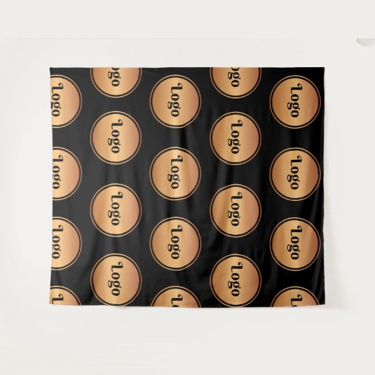 Tenture Logo rond noir et or étape et répétition classique (Devant (Horizontal))