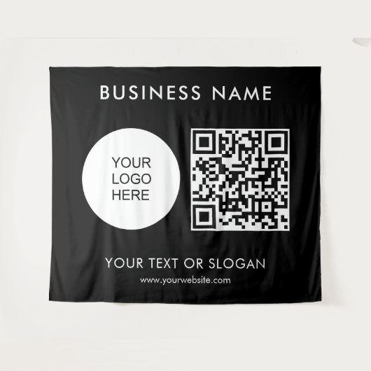 Tenture Logo Texte QR Code Backdrop Party Séminaire d'évén (Devant (Horizontal))