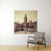Tenture Londres Westminster avec Big Ben et pont. vieux, l (En situation)