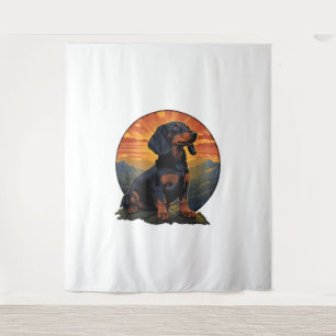 Tenture Long Haired Dachshund amoureux de animal retro vin