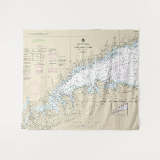 Tenture Long Island Sound Western Part Carte marine (Devant (Horizontal))