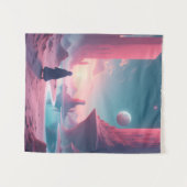 Tenture Lost in the Cosmos — Pink Planet Dreamscape (Devant (Horizontal))