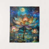 Tenture Lotus de verre tendu fleurit au clair de lune (Devant)