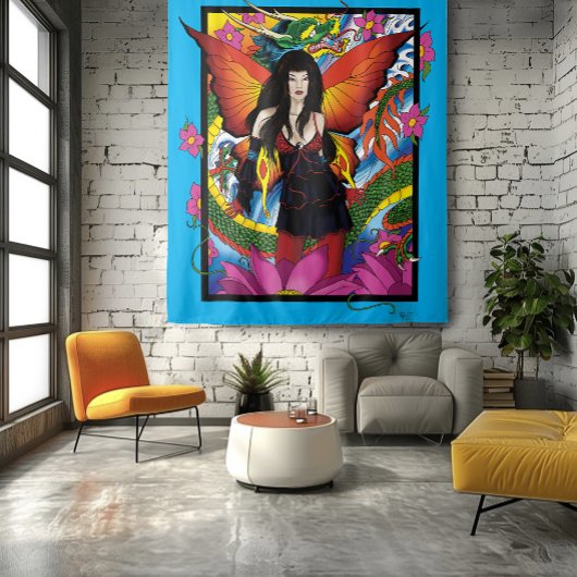 Tenture Lotus Fairy Chinese Water Dragon