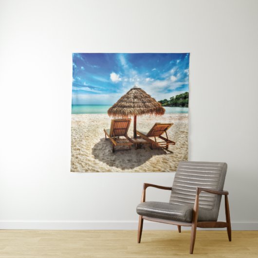 Tenture Lounge on beach throw pillow (En situation)