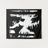 Tenture Loup à capuchon en noir et blanc dans arbre forest (Devant (Horizontal))