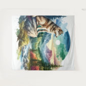 Tenture Loup aquarelle (Devant (Horizontal))