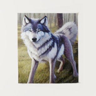 Tenture Loup coloré debout
