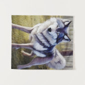 Tenture Loup coloré debout (Devant (Horizontal))