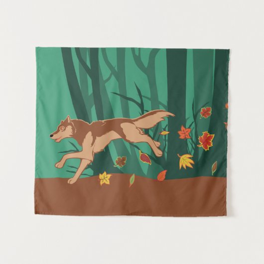 Tenture Loup d'automne (Devant (Horizontal))