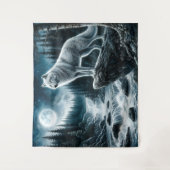 Tenture Loup de la lune d'argent (Devant)