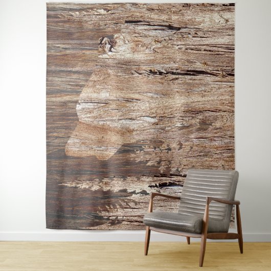 Tenture Loup-Howling En Bois Texturé (En situation)