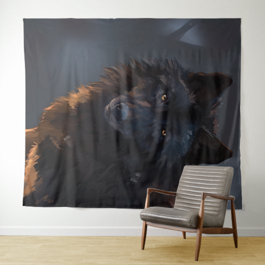 Tenture Loup noir (En situation (horizontale))