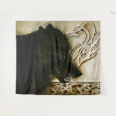 Tenture Loup noir dragon celtique entrelacs fantastique (Devant (Horizontal))