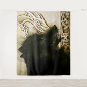 Tenture Loup noir dragon celtique entrelacs fantastique (Devant)