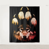 Tenture Loup Solitaire. Âme Sauvage (Devant)
