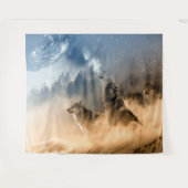 Tenture Loups hurlant sur la lune / Beaux loups (Devant (Horizontal))