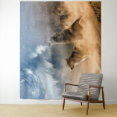 Tenture Loups hurlant sur la lune / Beaux loups (En situation)