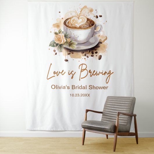 Tenture Love is Brewing Brown Coffee Photo Bridal Shower (En situation)