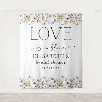 Tenture Love Is in Bloom White Bridal Shower Backdrop