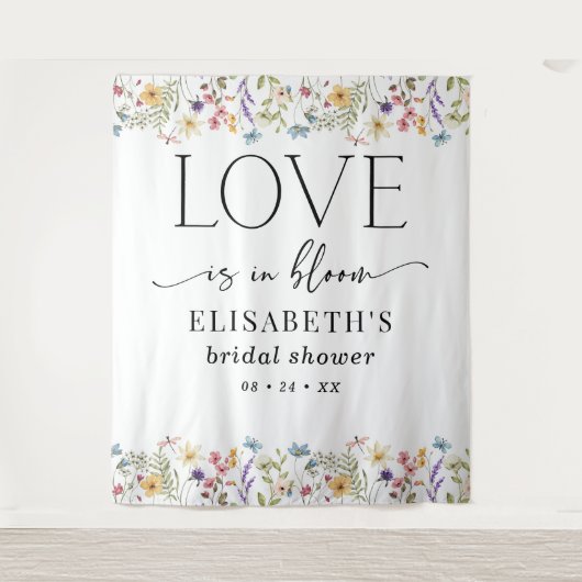 Tenture Love Is in Bloom White Bridal Shower Backdrop (Devant)