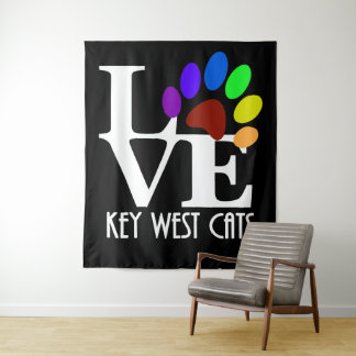 Tenture LOVE Key West Cats (texte blanc)