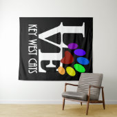 Tenture LOVE Key West Cats (texte blanc) (En situation (horizontale))