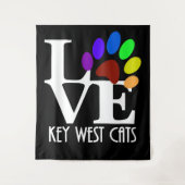 Tenture LOVE Key West Cats (texte blanc) (Devant)