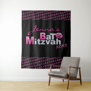 Tenture LOVE & KISSES Bat mitzvah ROSE Photo-Op fond