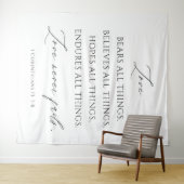 Tenture Love Never Fails Wedding Tapestry Backdrop  (En situation (horizontale))