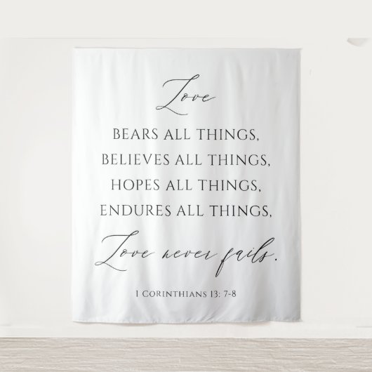 Tenture Love Never Fails Wedding Tapestry Backdrop  (Devant)