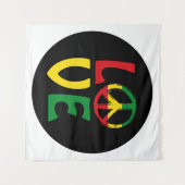 Tenture LOVE Reggae avec symbole de paix (Devant (Horizontal))