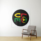 Tenture LOVE Reggae avec symbole de paix (En situation (horizontale))