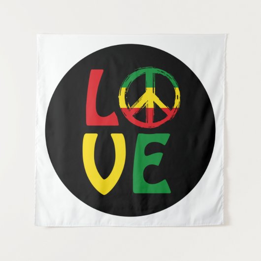 Tenture LOVE Reggae avec symbole de paix (Devant)