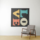 Tenture Love Typographie Carré de couleur rétro (En situation (horizontale))