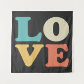 Tenture Love Typographie Carré de couleur rétro (Devant)