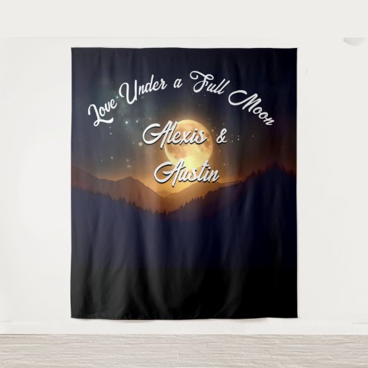 Tenture Love Under a Pleine lune Mariage Backdrop (Devant)