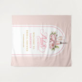 Tenture Lovely petals and prosecco gold blush party banner (Devant (Horizontal))