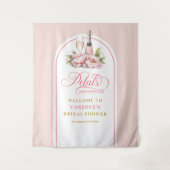 Tenture Lovely petals and prosecco gold blush party banner (Devant)
