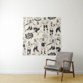 Tenture Lucha Libre : motif de lutteurs mexicains (En situation)