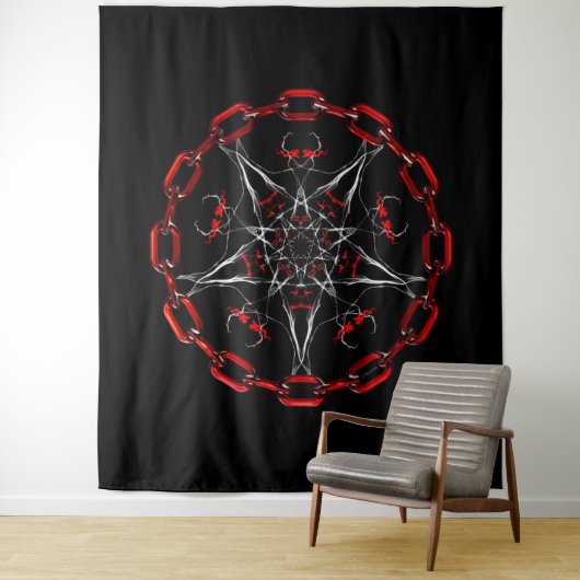 Tenture Lucifer Star Gothique Fractal Occult Art (En situation)