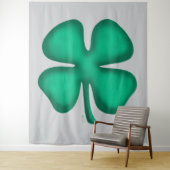 Tenture Lucky 4 Leaf Irish Clover gray tapestry (En situation)
