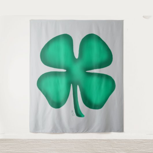 Tenture Lucky 4 Leaf Irish Clover gray tapestry (Devant)