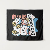 Tenture Lucky Cat Art – Maneki Neko with Gold Coin (Devant (Horizontal))