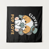 Tenture Lucky Pup with Clover - St. Patrick's Day Cadeau (Devant (Horizontal))