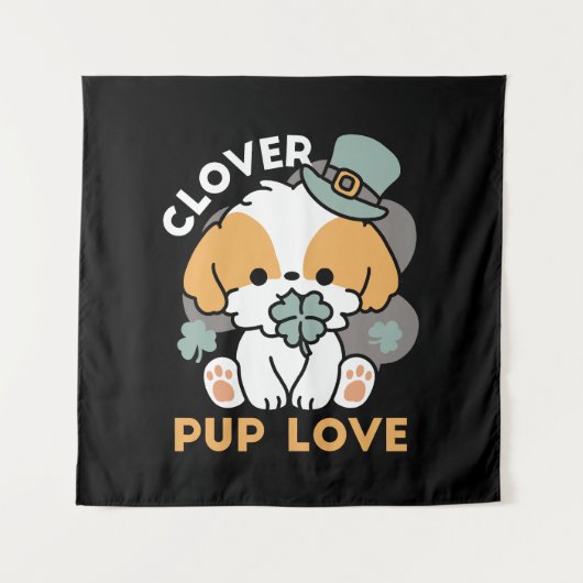 Tenture Lucky Pup with Clover - St. Patrick's Day Cadeau (Devant)