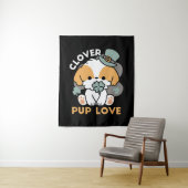Tenture Lucky Pup with Clover - St. Patrick's Day Cadeau (En situation)