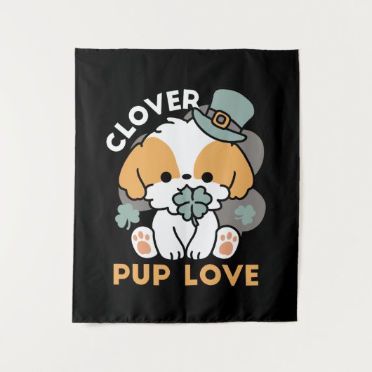 Tenture Lucky Pup with Clover - St. Patrick's Day Cadeau (Devant)