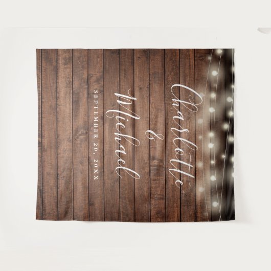 Tenture Lumières à cordes de bois rustique Mariage arrière (Devant (Horizontal))