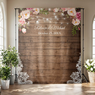 Tenture Lumières de chaîne florales rustiques en bois pour